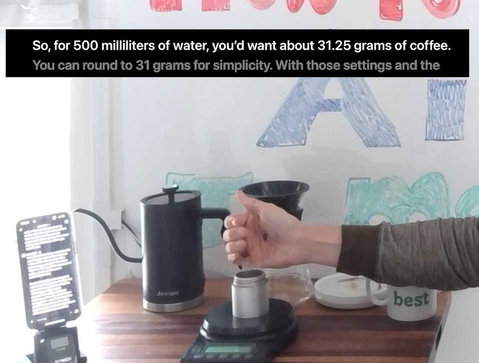 How many grams of coffee beans for a 500ml V60?