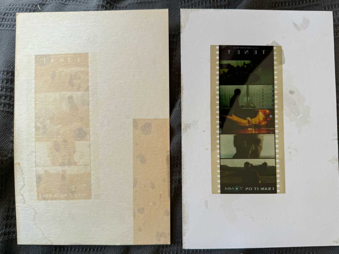 Anthotype Print Example - 70mm Tenet Film Strip