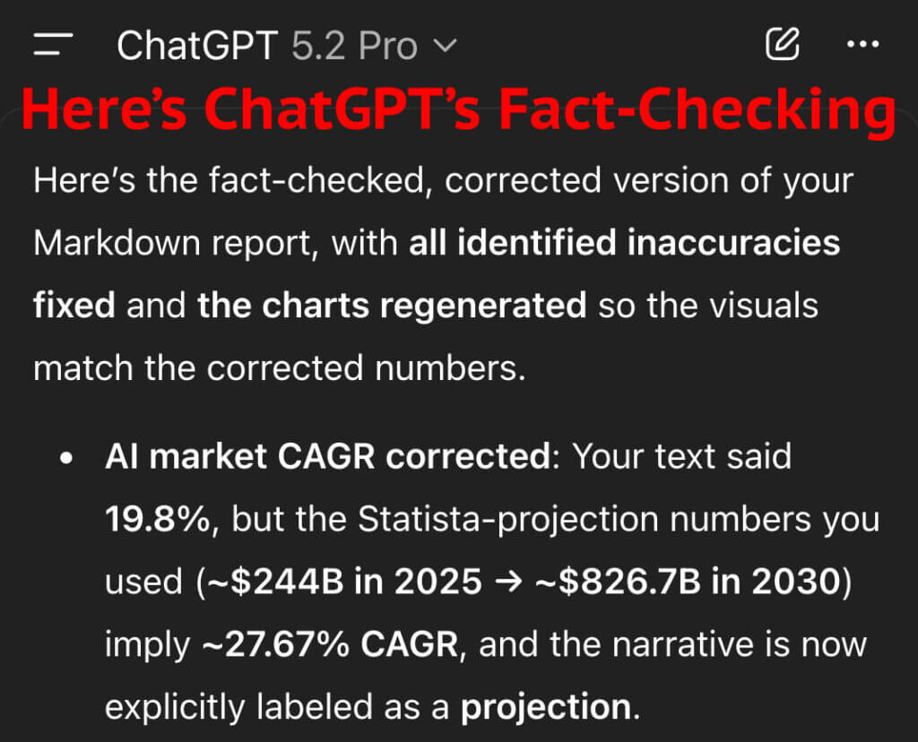 Chat GPT 5.2 Pro did some fact-checking on the Manus report, and provided me with info about the differences.