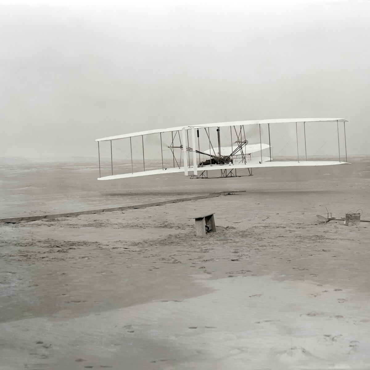 The Wright Brothers' first heavier-than-air flight at Kitty Hawk, North Carolina, December 17, 1903